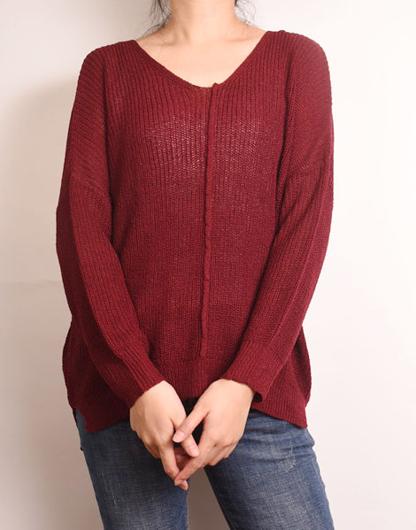 Ladies V Neck Pullover Sweater