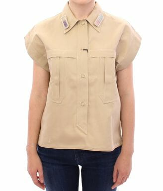 Beige Sleeveless Blouse Top