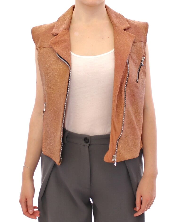 Brown Leather Jacket Vest StockStories