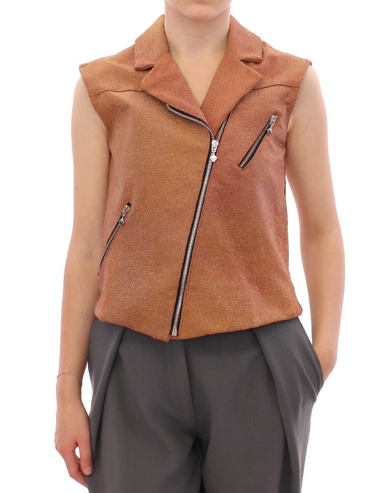 Brown Leather Jacket Vest StockStories