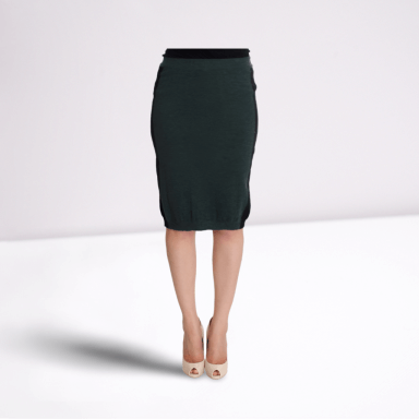 Green Wool Blend Pencil Skirt