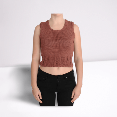 Red Cotton Blend Knitted Sleeveless Sweater