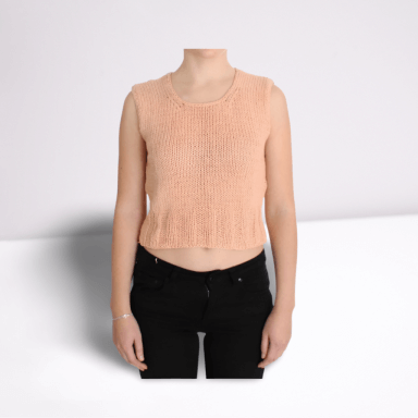 Pink Cotton Blend Knitted Sleeveless Sweater