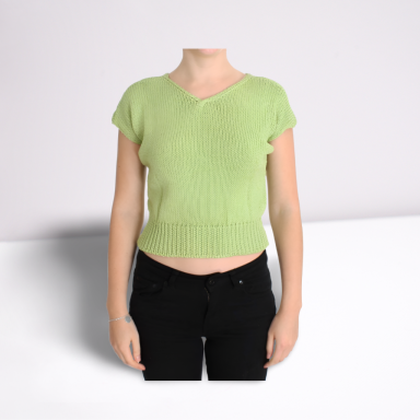 Green Cotton Blend Knitted Sweater