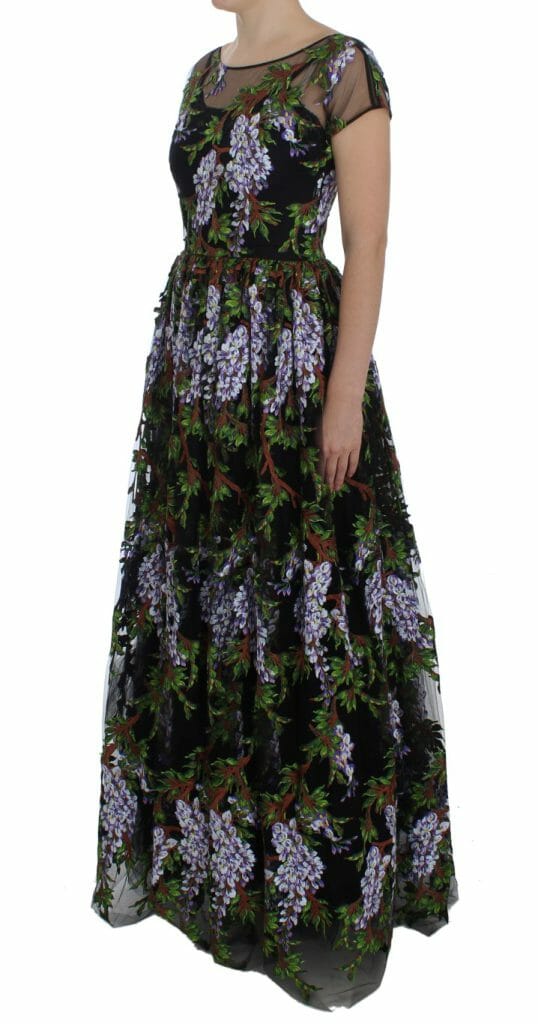 Estha Floral Embellished Draped Maxi Dress - Black main image 1