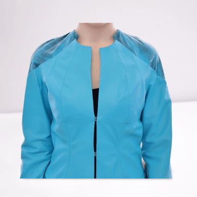 Blue Leather Snake Print Jacket