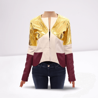 White Gold Purple Leather Jacket