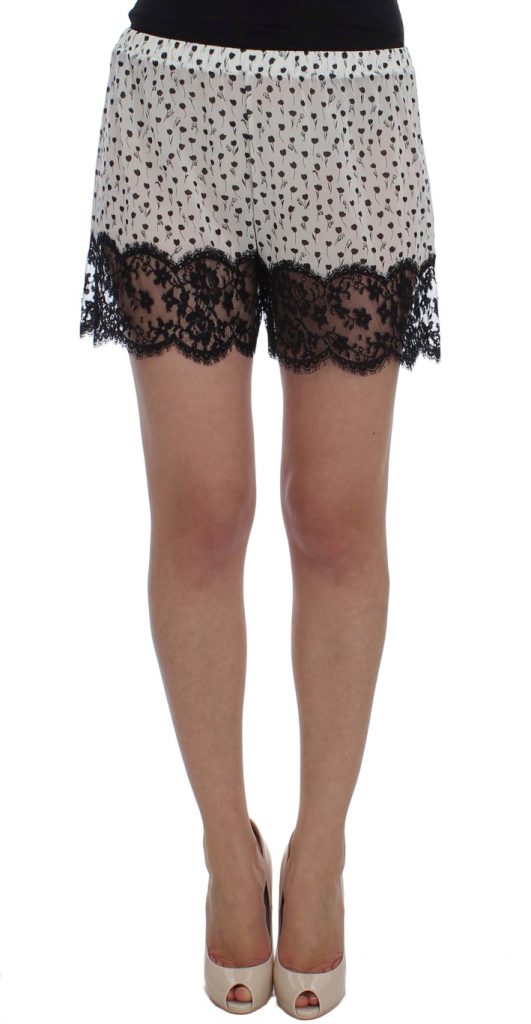 White Black Floral Lace Silk Sleepwear Shorts – StockStories