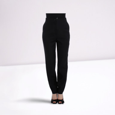 Black High Waist Straight Slim Dress Pants