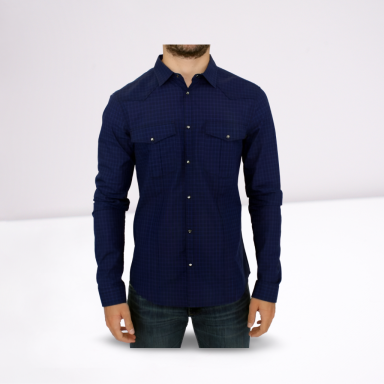 Blue checkered cotton shirt