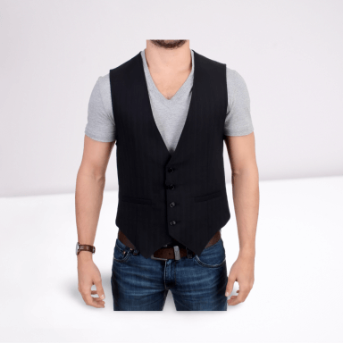 Black striped cotton casual vest