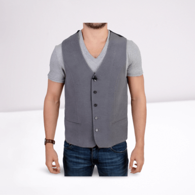 Gray cotton blend casual vest