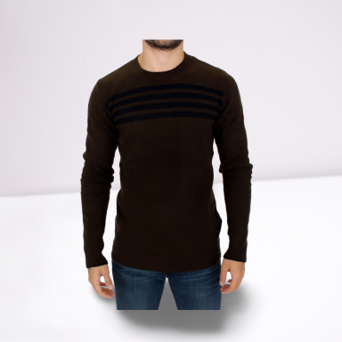 Brown striped crewneck sweater