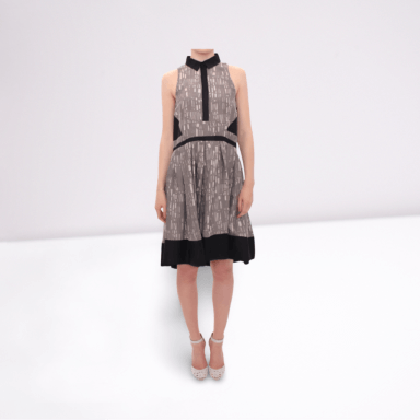Black Gray Silk A-Line Shift Dress