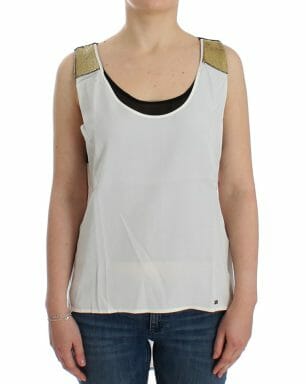 White sleeveless top