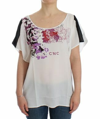 White motive print blouse