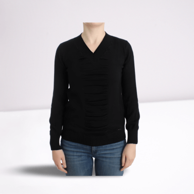 Black V-neck wool sweater