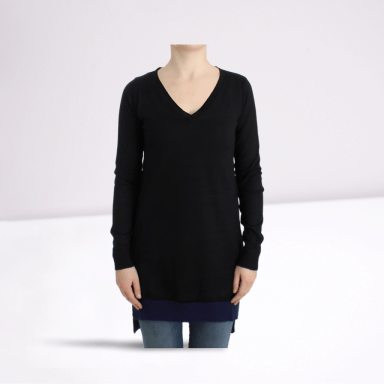 Black V-neck lightweight sweater