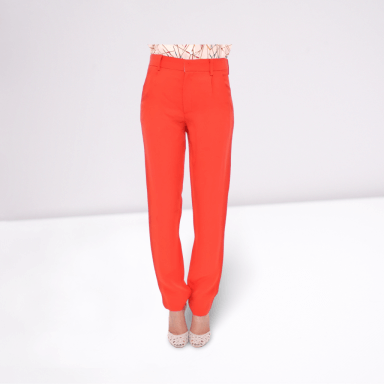 Orange boyfriend stretch pants