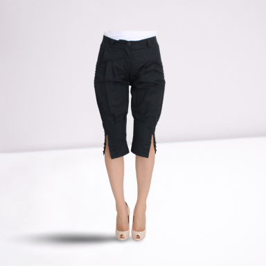 Blue Cotton 3/4 Length Pants