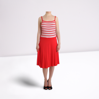 Red striped jersey A-line dress