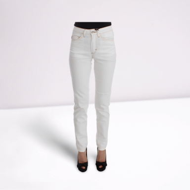 White Cotton Blend Slim Fit Jeans