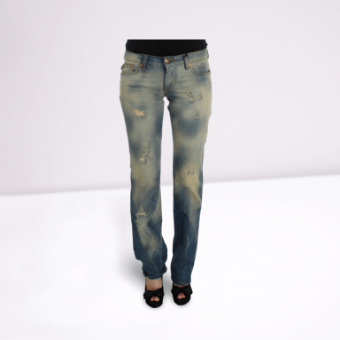 Blue Wash Cotton Slim Fit Bootcut Jeans