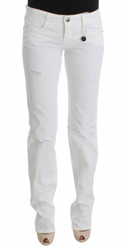 White Cotton Slim Fit Denim Bootcut Jeans – StockStories