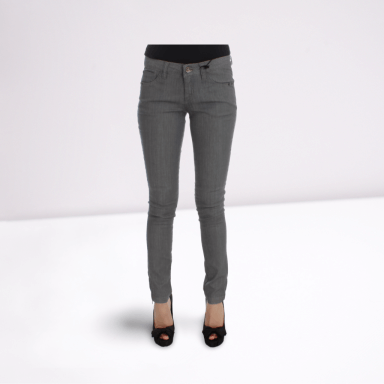 Gray Cotton Blend Slim Fit Jeans