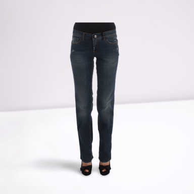 Blue Cotton Blend Bootcut Jeans