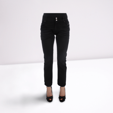 Black Cotton Slouchy Slims Fit Jeans