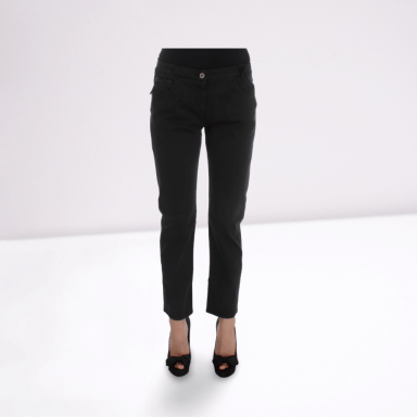 Black Cotton Capri Cropped Denim Jeans