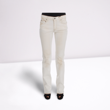 White Cotton Slim Fit Bootcut Jeans