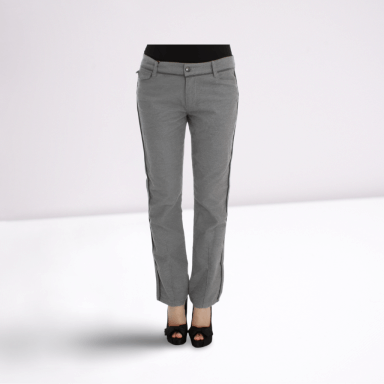 Gray Cotton Straight Fit Casual Pants