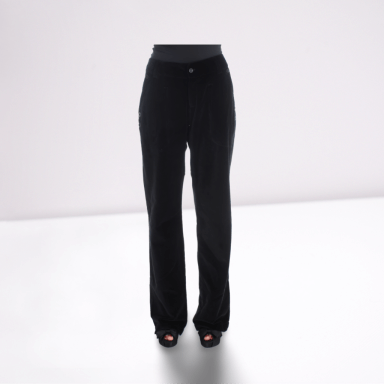 Black Velvet Cotton Straight Legs Pants