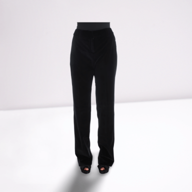 Black Velvet Cotton Straight Legs Pants