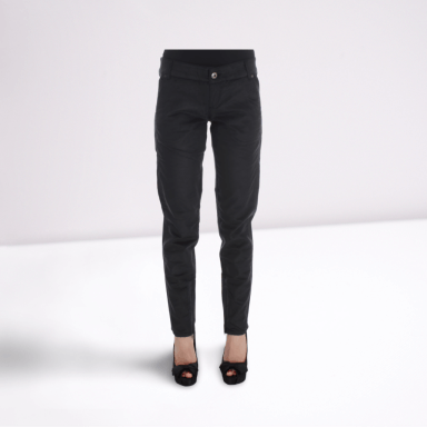 Black Cotton Blend Regular Fit Pants