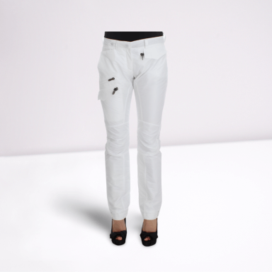 White Nylon Padded Slim Fit Cargo Pants