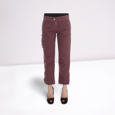 Bordeaux Cotton Cropped Cargo Pants