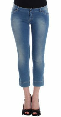 Beachwear Blue Jeans Capri Pants Cropped