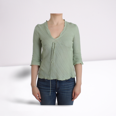 Green Lightweight Knit Sweater Top Blouse