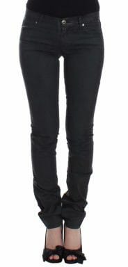 Green Slim Jeans Denim Pants Straight Leg Stretch