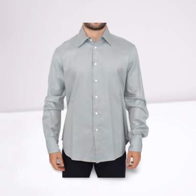 Gray Cotton Long Sleeve Casual Shirt Top