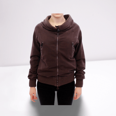 Brown Stretch Full Zip Sweater Jacket