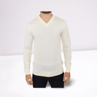 Off White Wool Blend V-neck Pullover Sweater