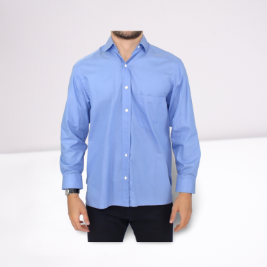 Blue Cotton Dress Classic Fit Shirt