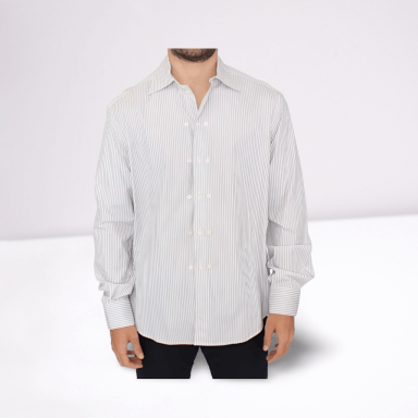 White Gray Striped Regular Fit Casual Shirt