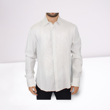 White Black Striped Regular Fit Casual Shirt