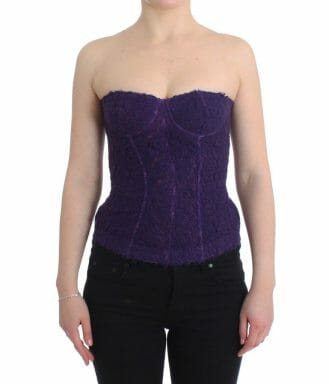 Lingerie Purple Corset Bustier Top Floral Lace