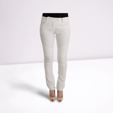 White Cotton Slim Fit Casual Pants